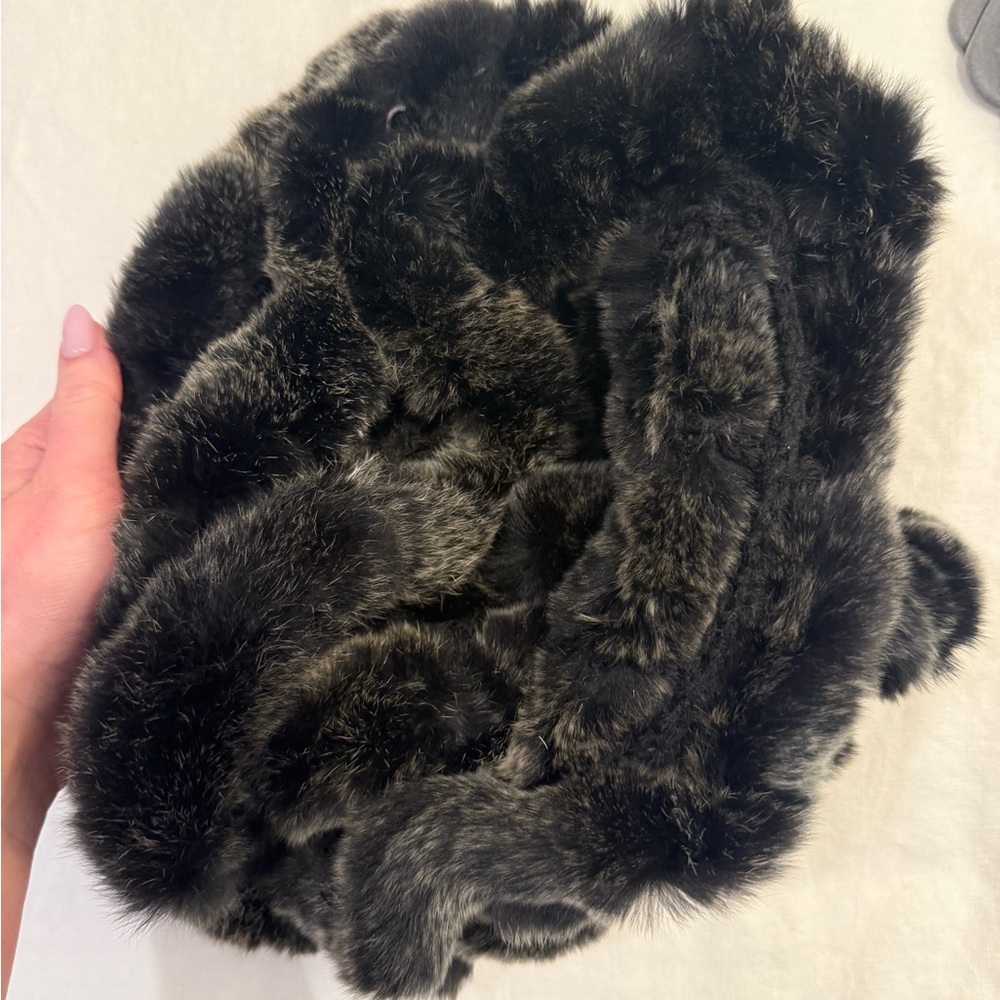 Rex Rabbit Fur Double Loop Infinity Scarf - Picture 2 of 6